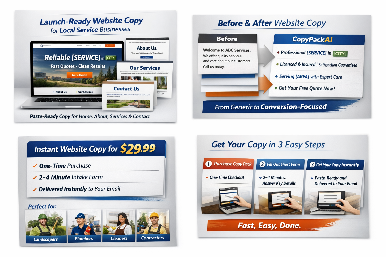 Website Copy Pack (AI-Generated) — Launch Your Business Fast